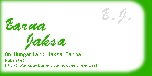 barna jaksa business card